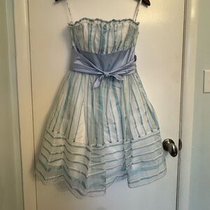 Betsey Johnson Strapless Blue and White Dress